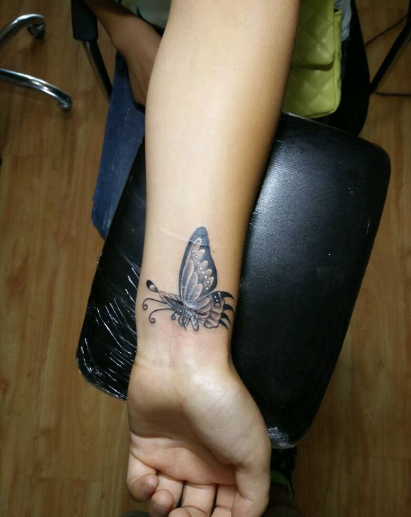 疤痕遮盖，蝴蝶纹身图片