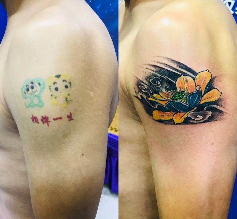 大臂遮盖纹身图片