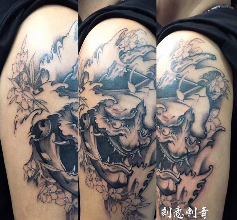 般若纹身图片_成品手臂传统人物鬼神纹身图案
