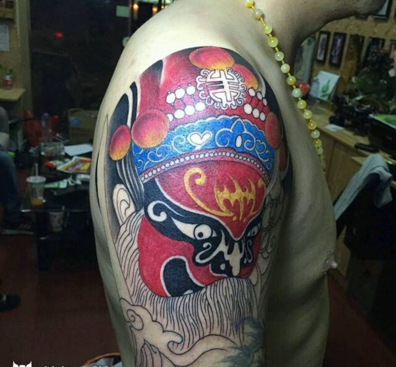 钟馗花脸纹身图片