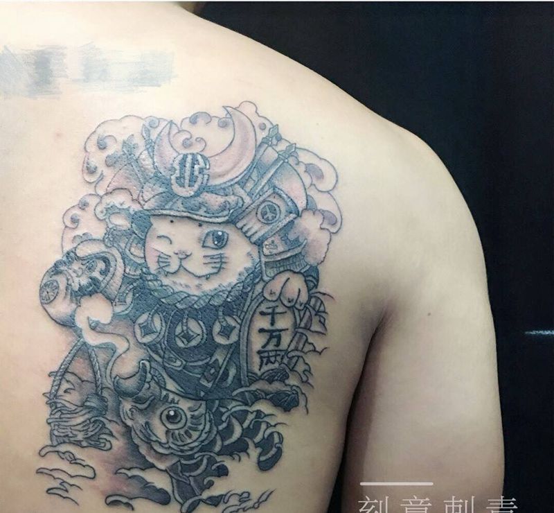 一只大喵纹身图片