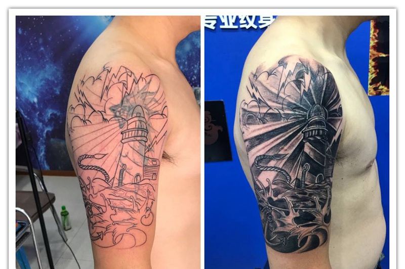 大臂遮盖纹身图片