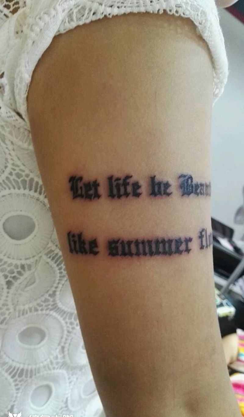 生如夏花纹身图片_手臂欧美字符成品纹身图案