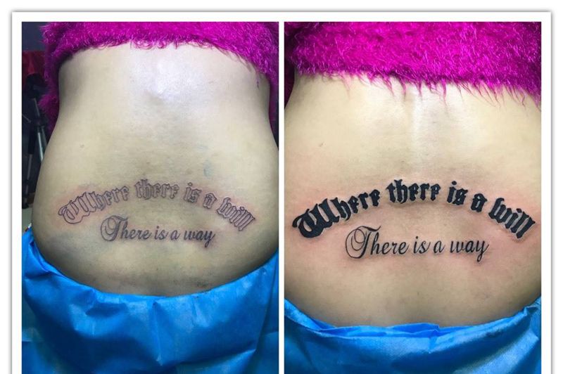 后腰英文控纹身图片