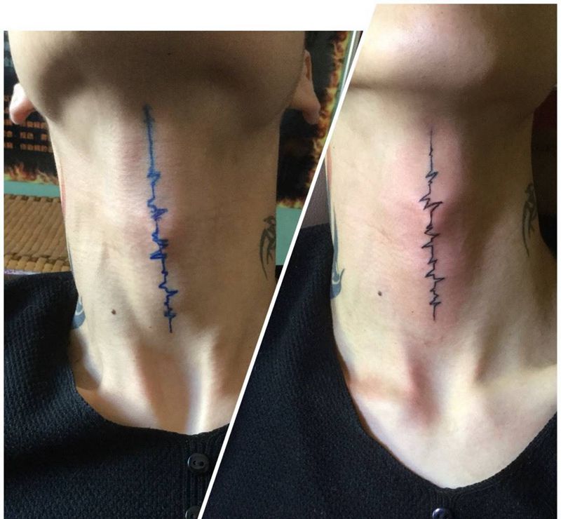 喉结心电图纹身图片