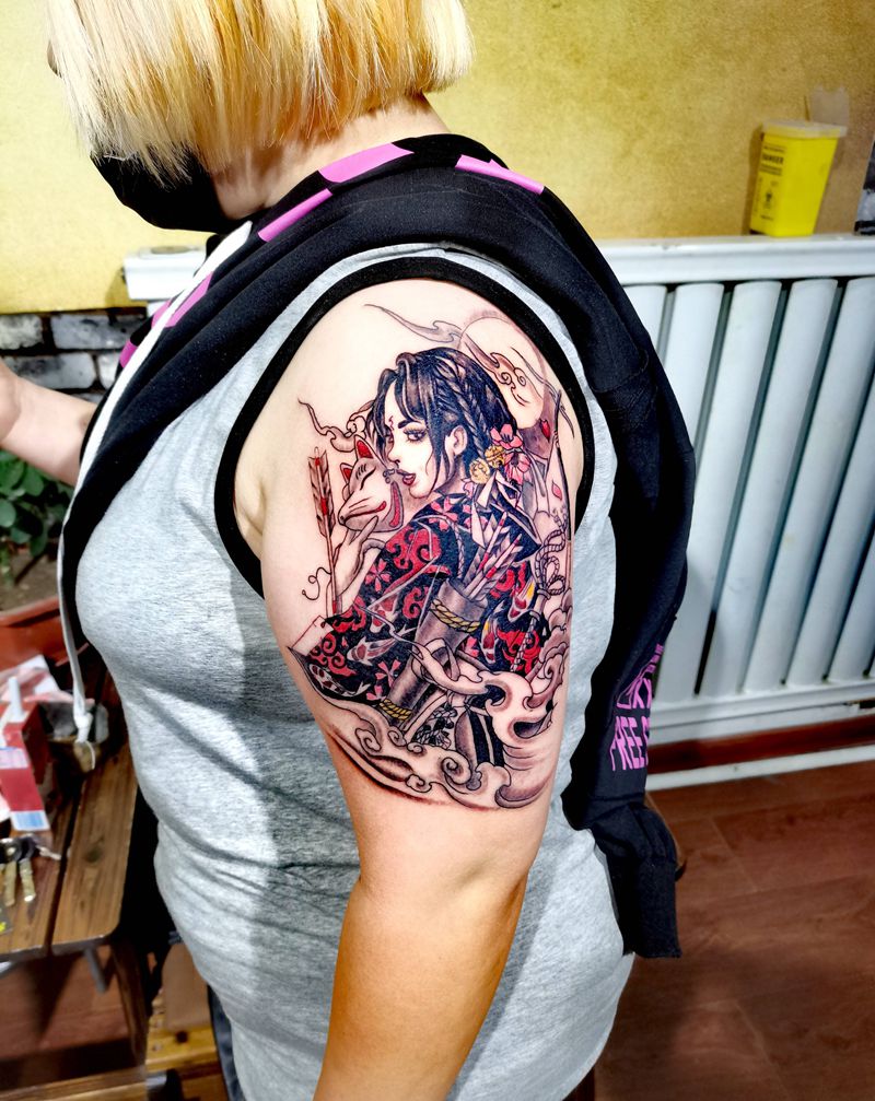 艺伎纹身图片_手臂纹身图案