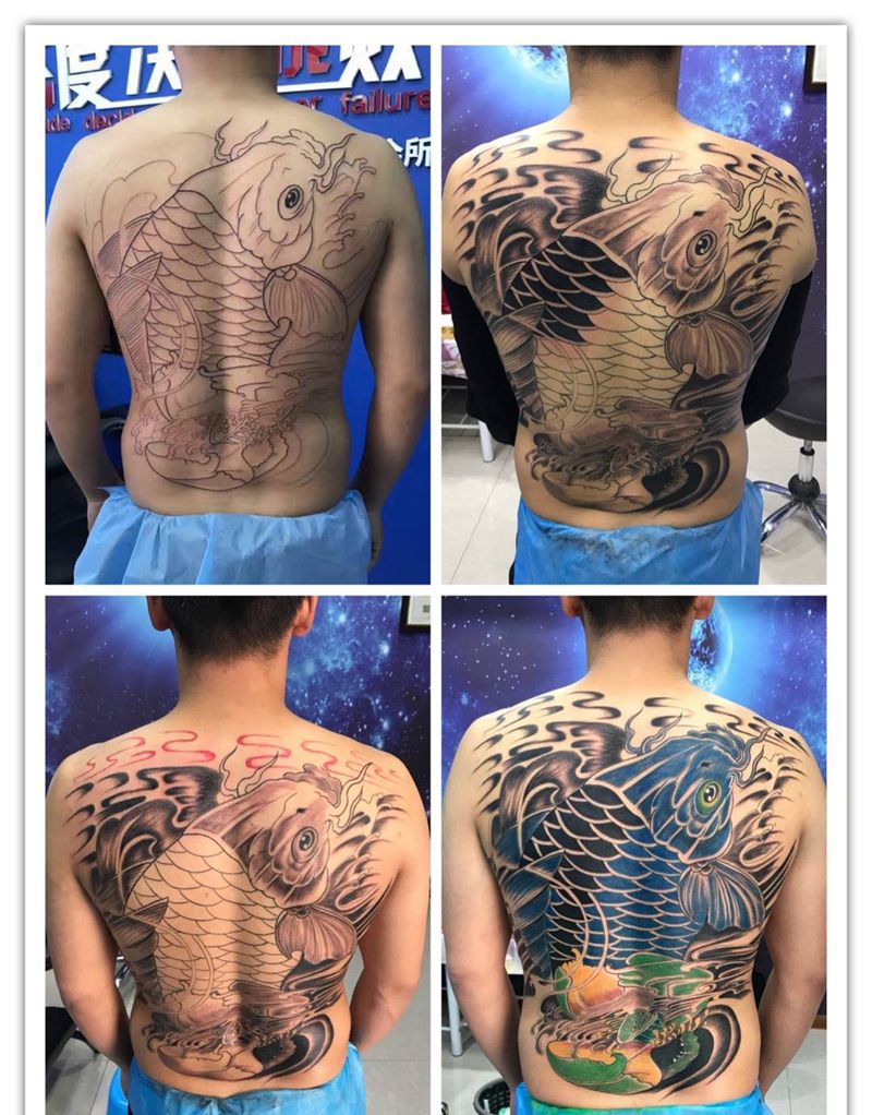 满背招财锦鲤纹身图片