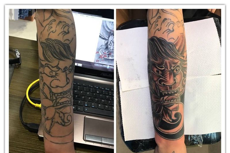 花臂修改打雾纹身图片