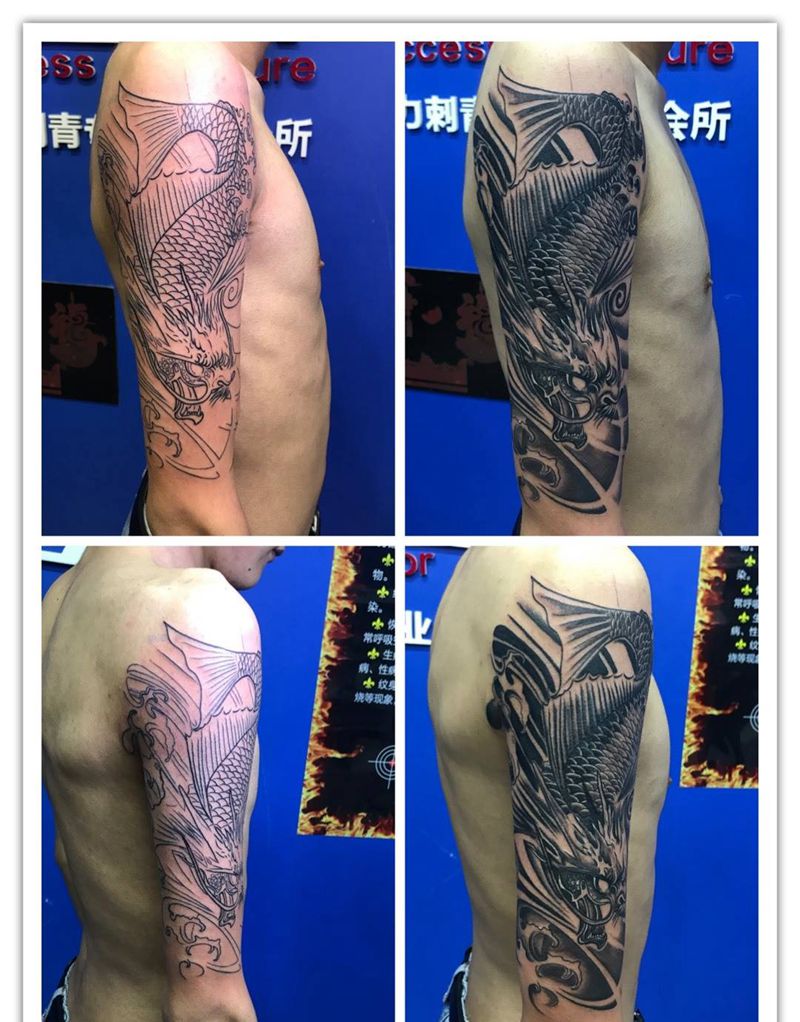 大臂鳌鱼纹身图片