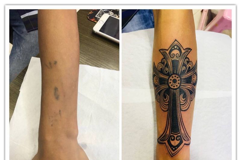 小臂遮盖纹身图片