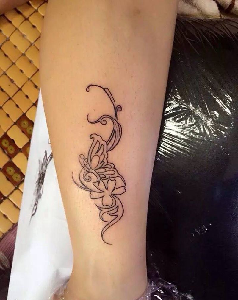 脚踝小清新纹身图片_脚部纹身图案