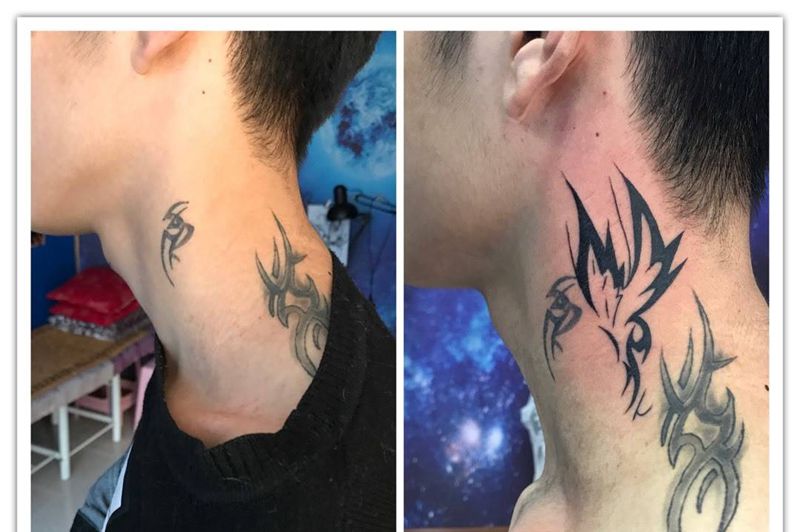 脖颈图腾纹身图片