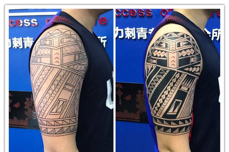 大臂玛雅纹身图片