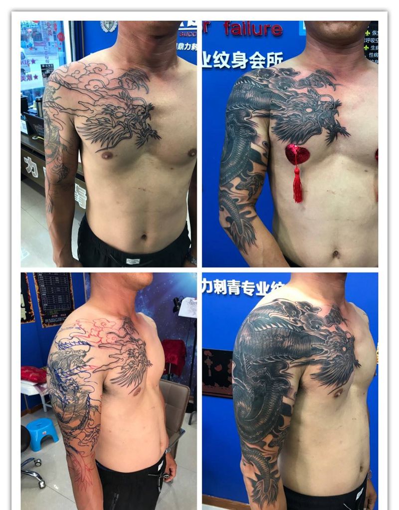 半甲遮盖纹身图片