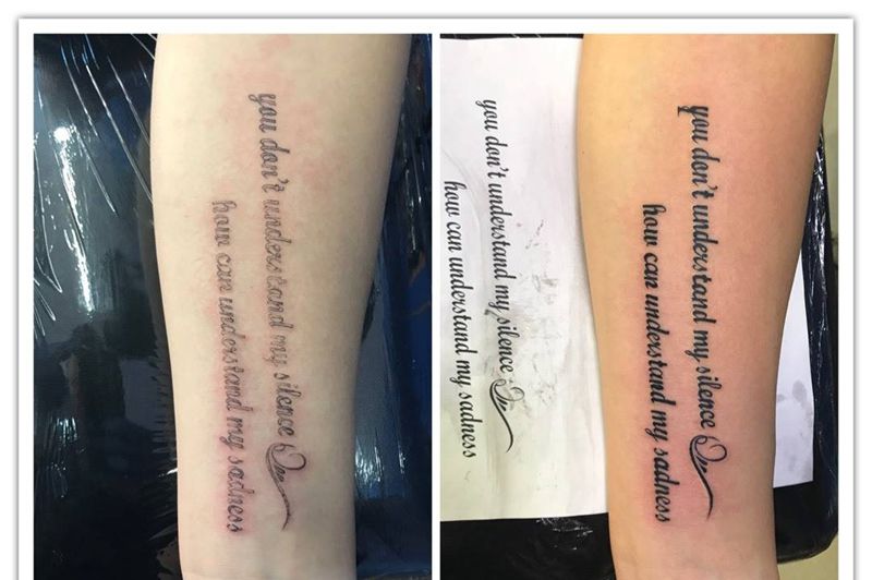 小臂英文控纹身图片