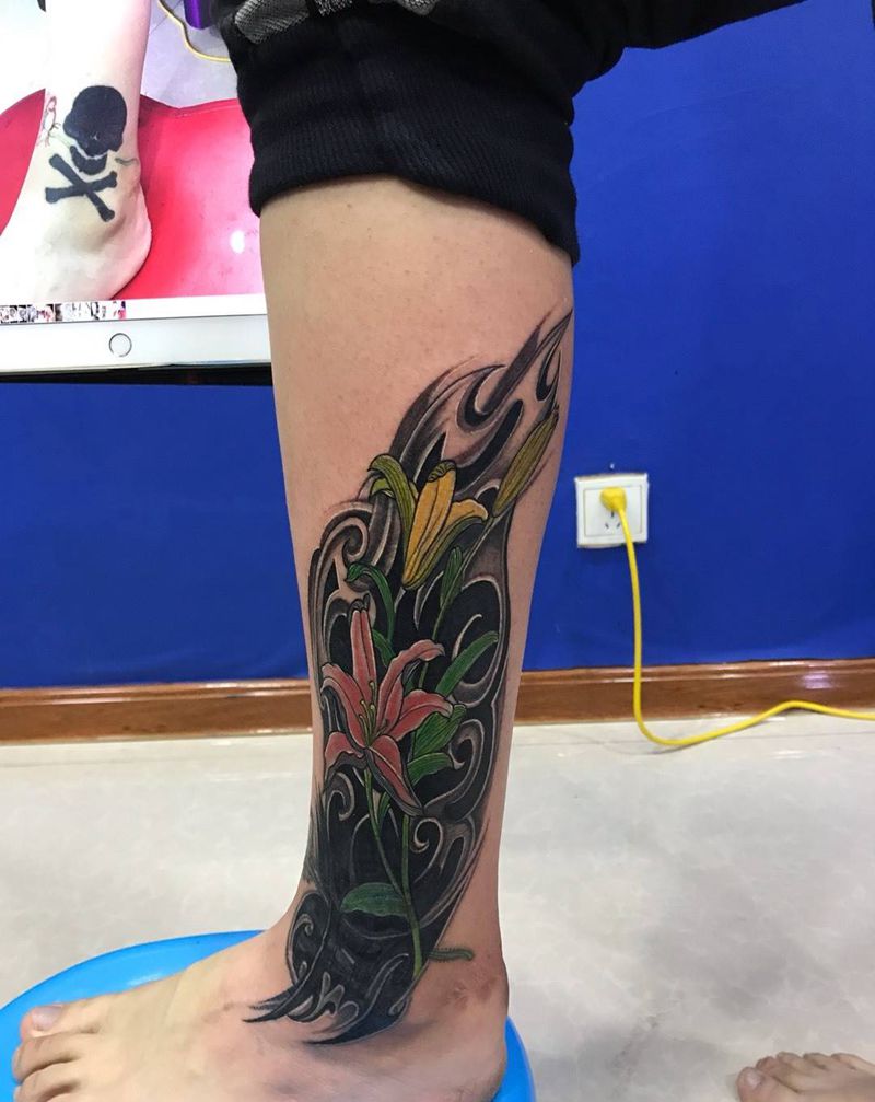 脚踝遮盖纹身图片