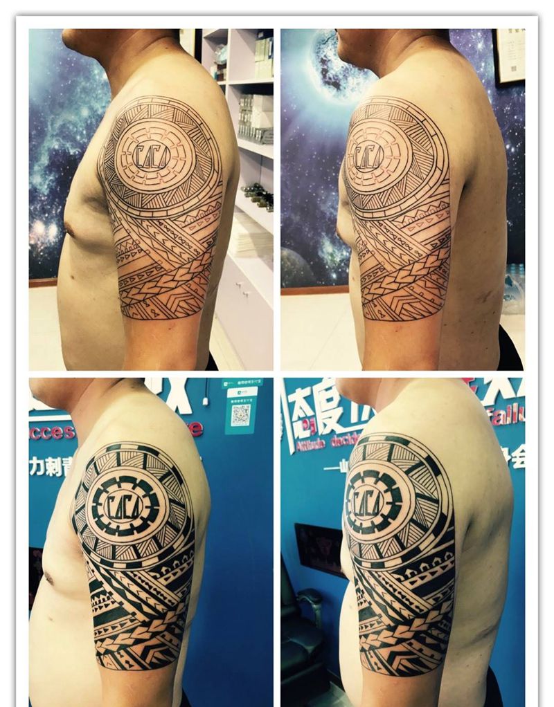 大臂玛雅图腾纹身图片