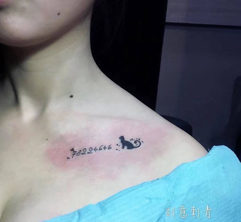 小清新纹身图片_成品颈部清新动物纹身图案