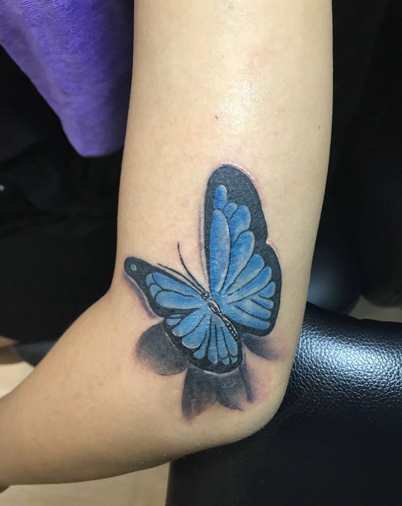 大臂蝴蝶遮盖疤痕纹身图片_成品手臂习俗传统清新原创动物纹身图案