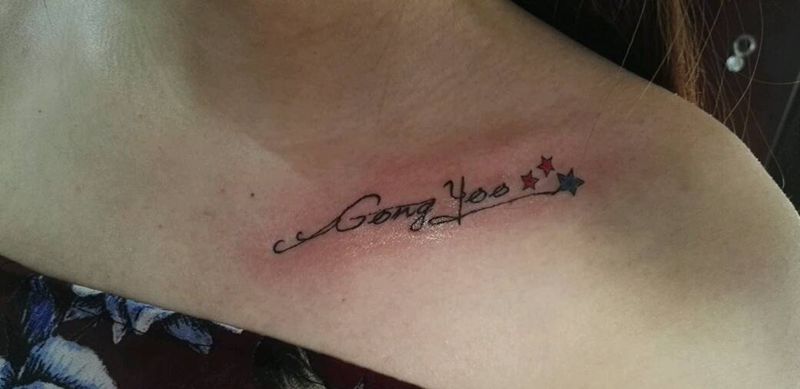 锁骨英文纹身图片_颈部欧美写实字符成品纹身图案