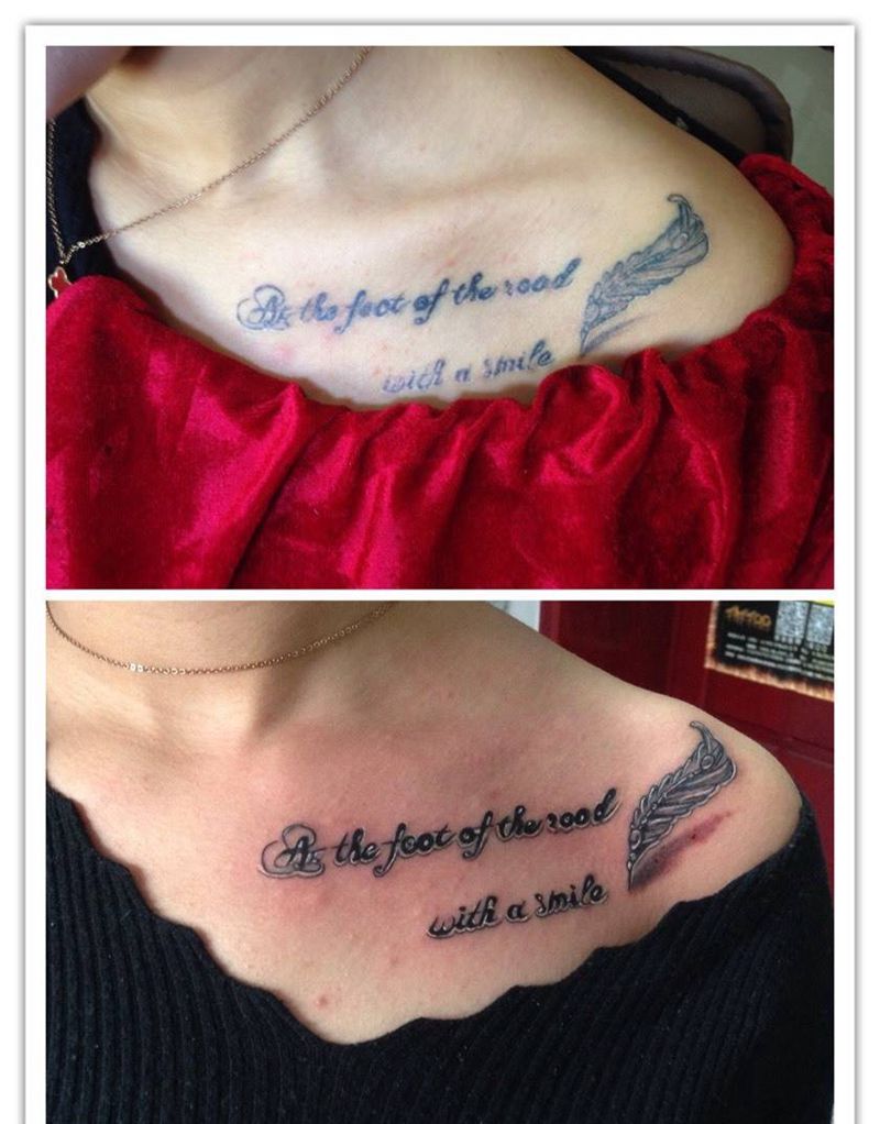 小清新修正纹身图片_胸部清新字符纹身图案