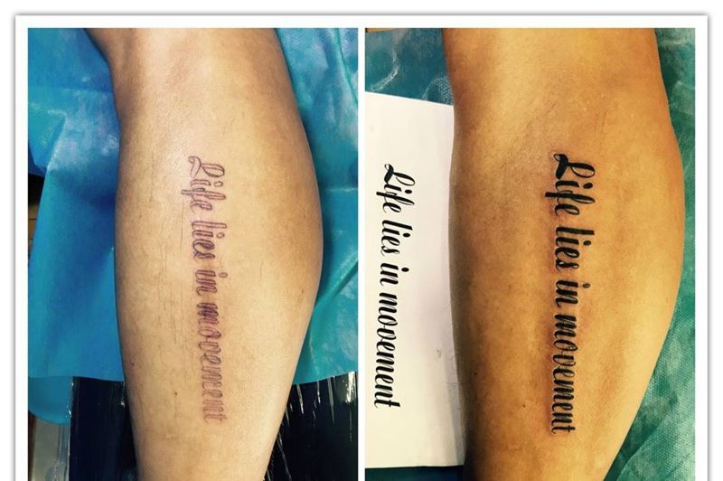 小腿英文控纹身图片