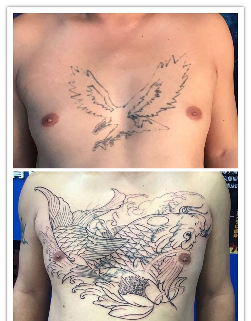 花胸遮盖纹身图片