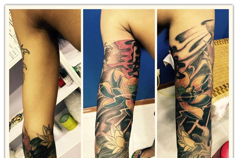 花臂链接纹身图片