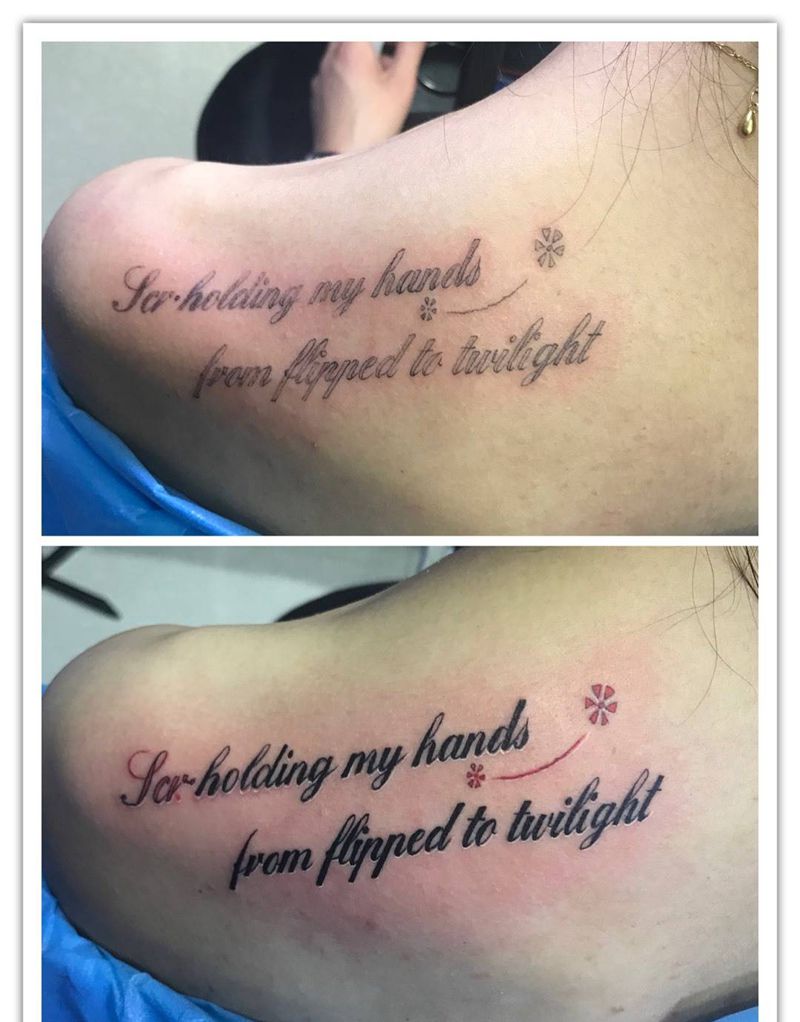 后肩英文纹身图片