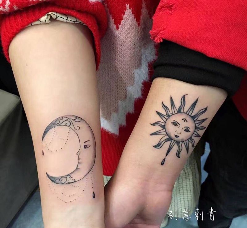 情侣纹身纹身图片_成品手臂清新情侣静物纹身图案