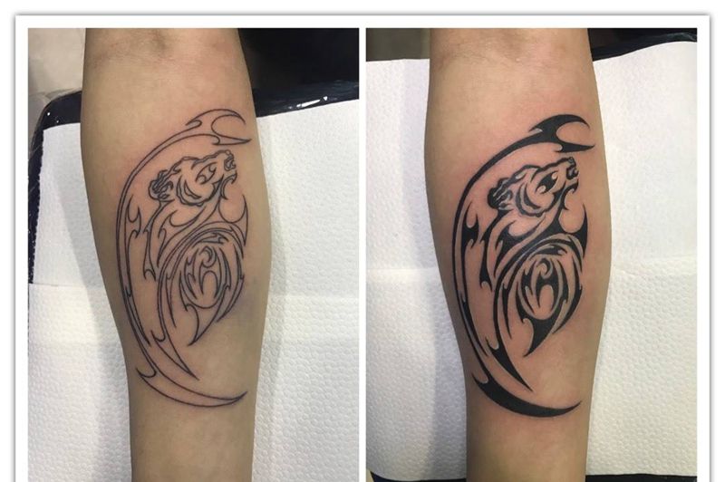 小臂内侧图腾狼纹身图片