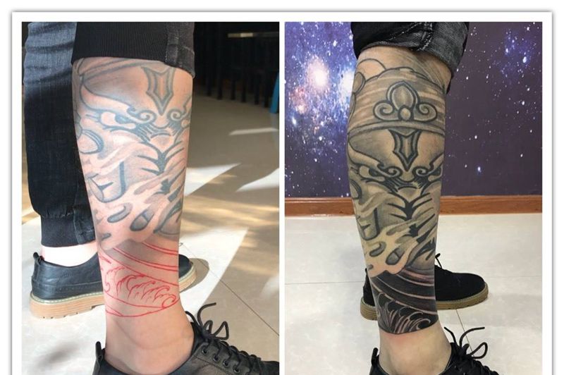 小腿添加纹身图片