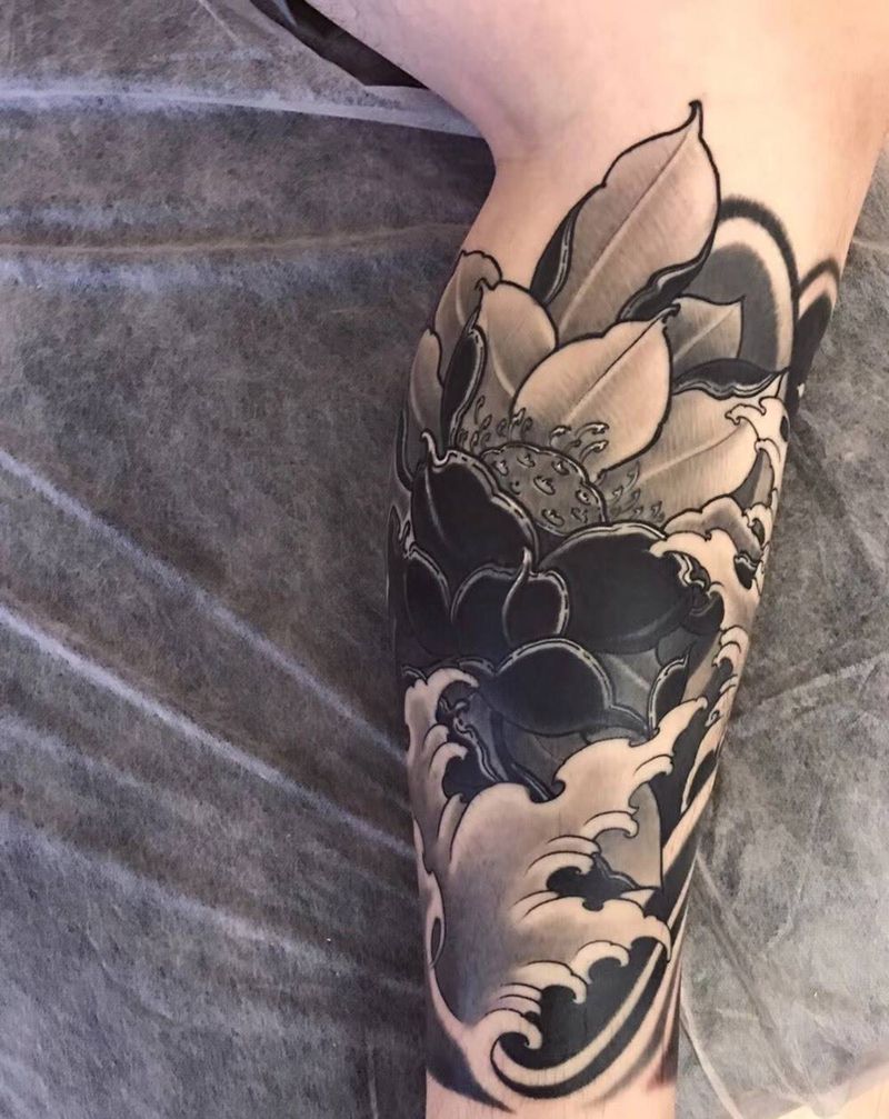恢复后纹身图片_成品传统腿部纹身图案