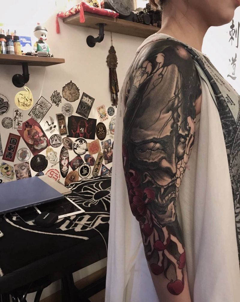 彩色第一回纹身图片_手臂新传统纹身图案