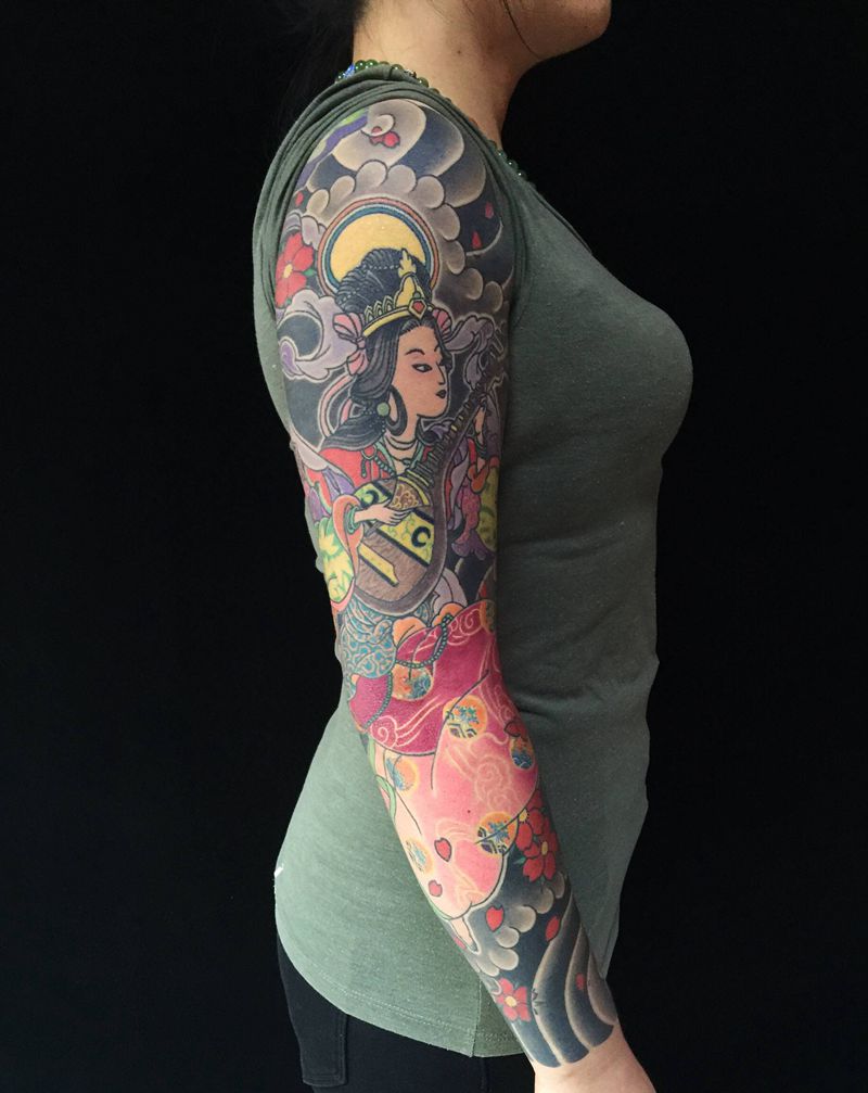 弁财天纹身图片_手臂老传统纹身图案