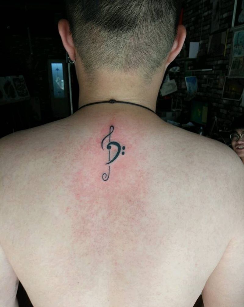 音符纹身图片_肩部纹身图案