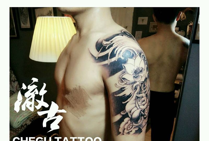 原创佛手莲花纹身图片