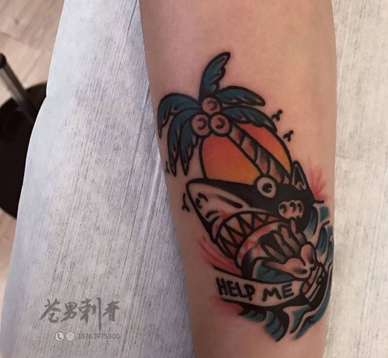 school纹身图片_成品手臂纹身图案