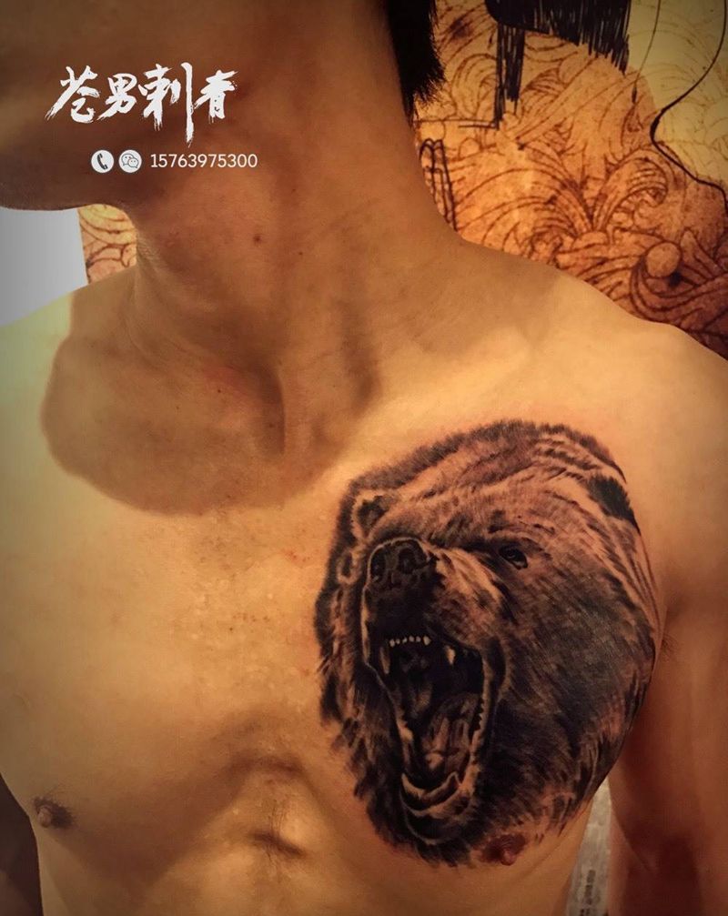 熊出没纹身图片_成品动物纹身图案