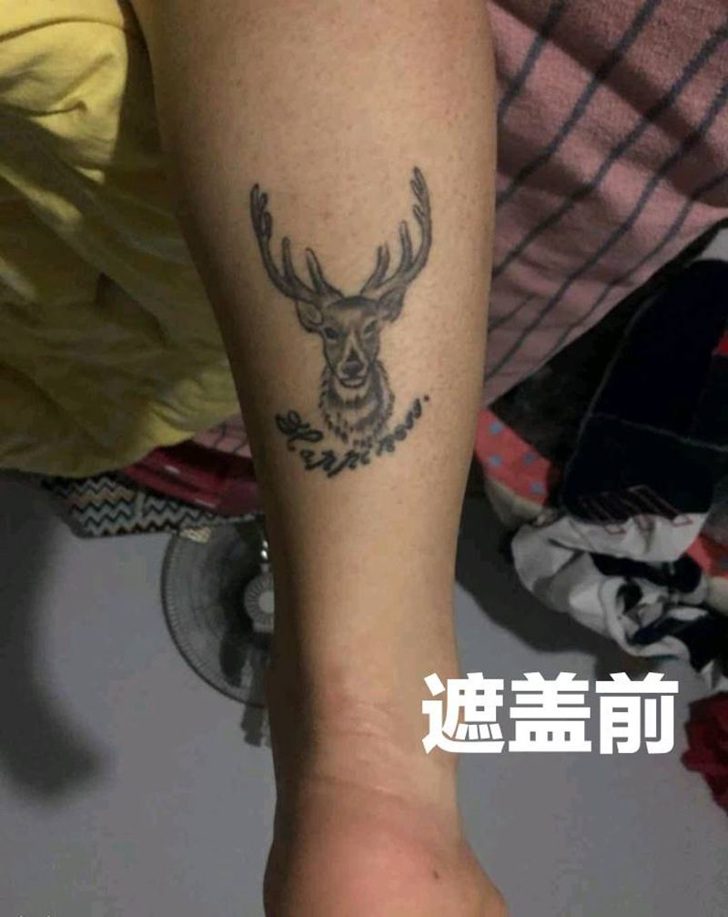 遮盖纹身图片_腿部New School纹身图案