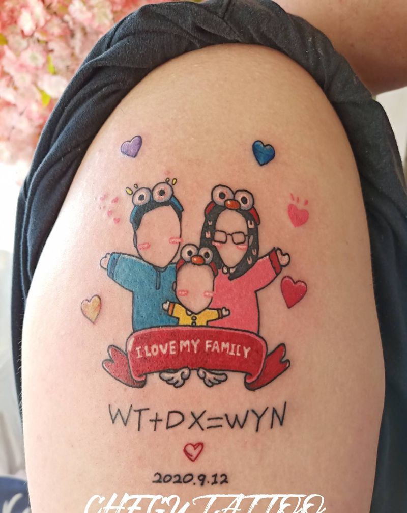 全家纹身图片_手臂水彩纹身图案