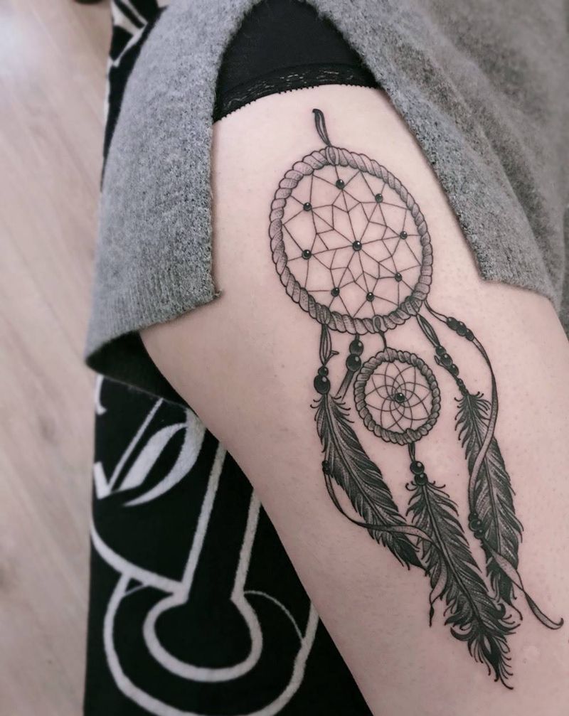 愿你好眠纹身图片_腿部几何纹身图案