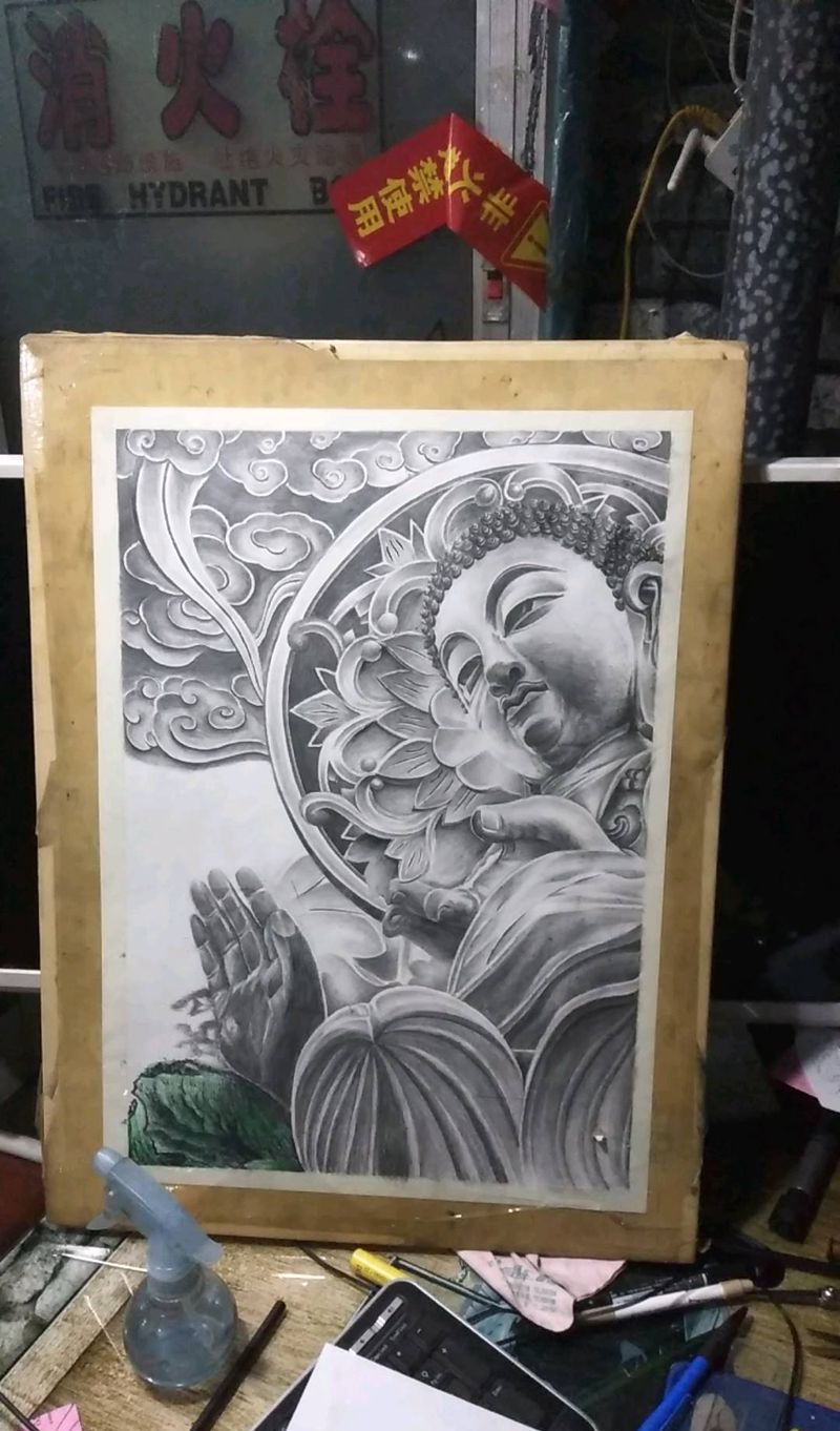 佛素材纹身图片_背部纹身图案