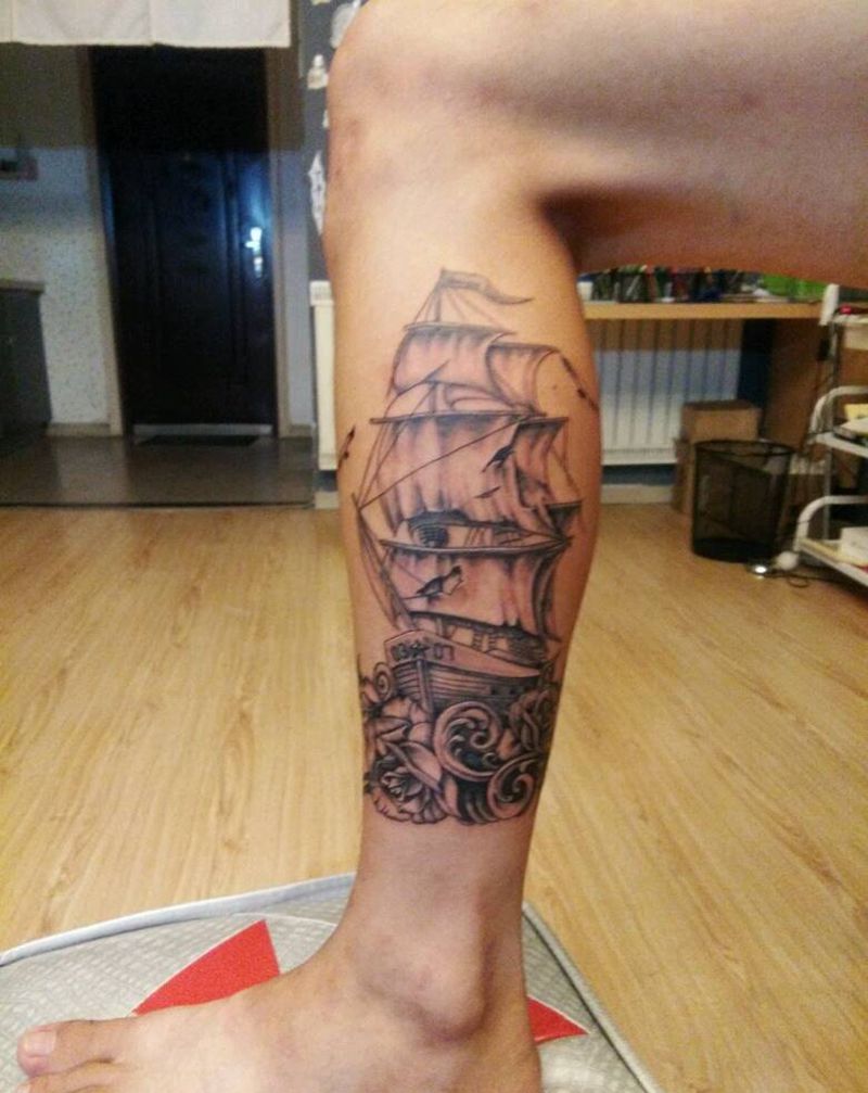 帆船纹身图片