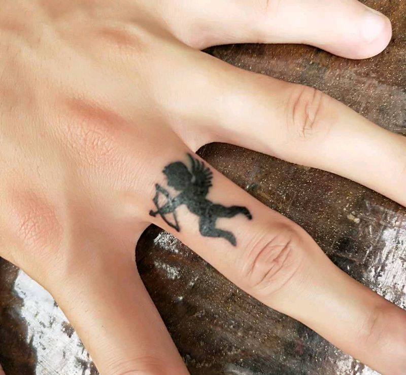 天使纹身图片_手部纹身图案