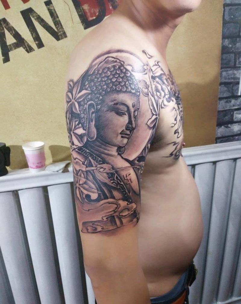 拜佛纹身图片