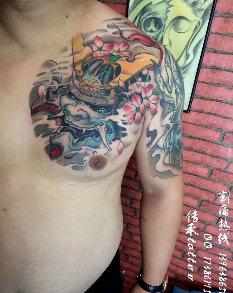 鬼武士纹身图片