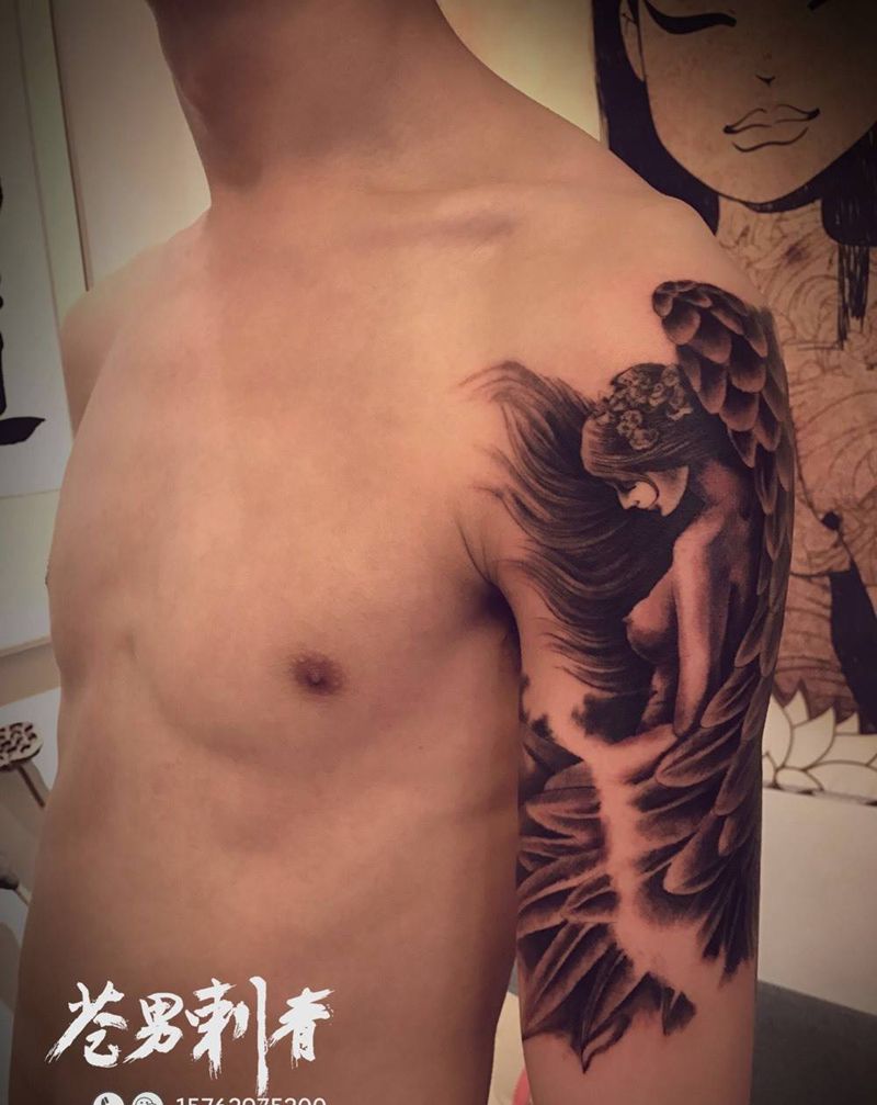 从开始到结束特安静的哥们纹身图片_成品欧美手臂纹身图案