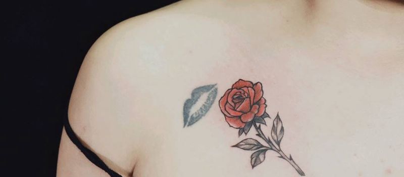 小图案纹身图片_手臂肩部水墨New School纹身图案