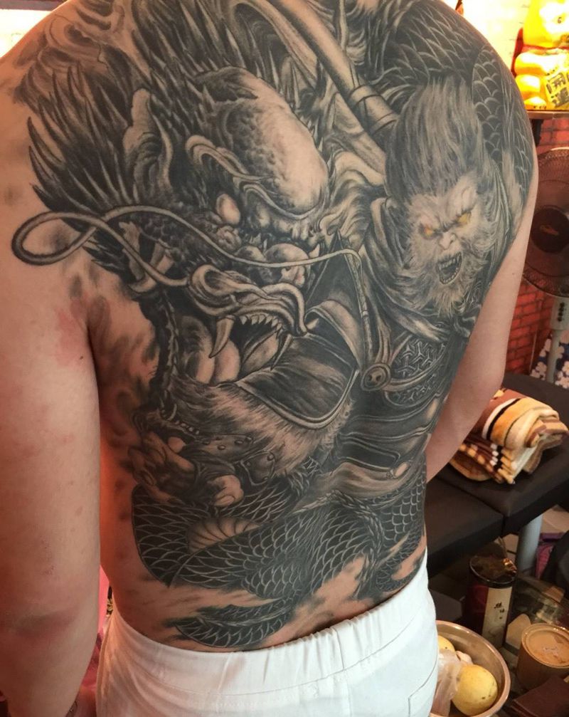 猴  恢复后纹身图片